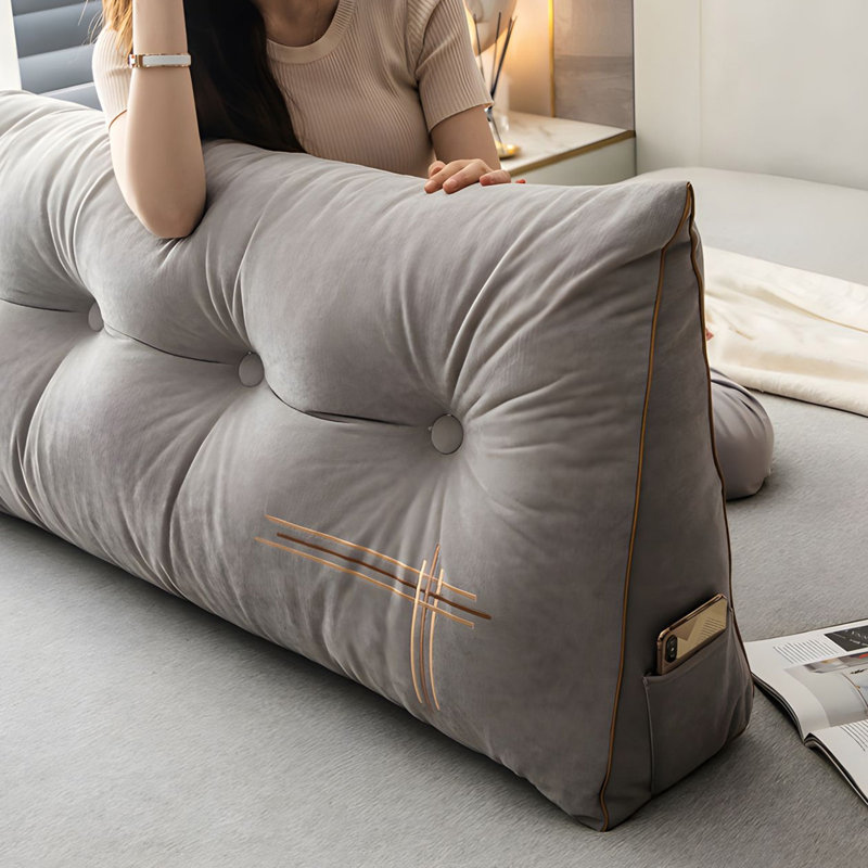 Coussin de tête de lit, Gris, H 20 po x l 78,7 po