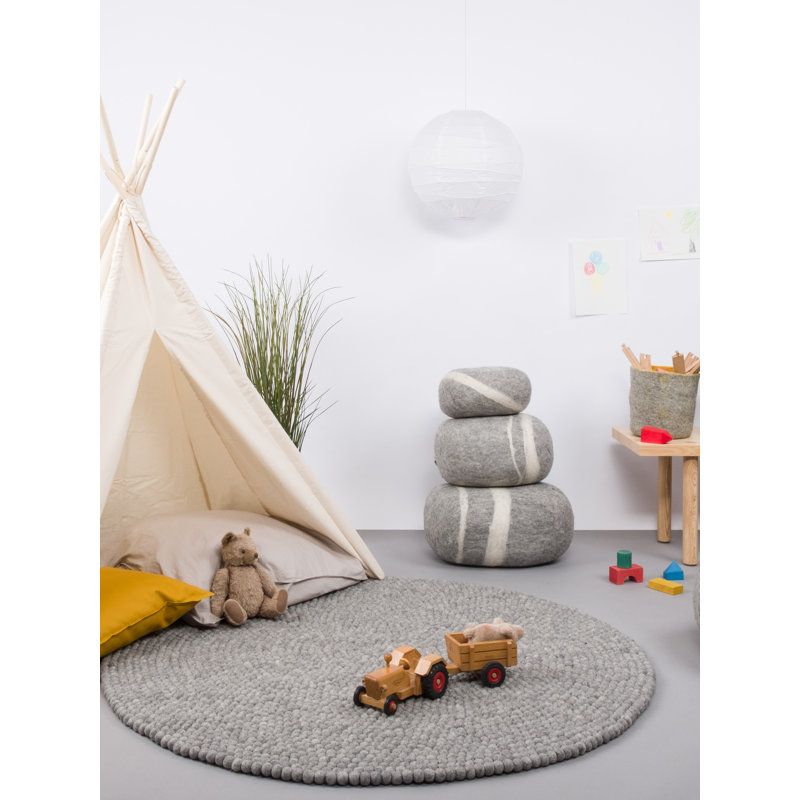 Hugo 50cm Wide Oval Pouffe Ottoman, Light Grey