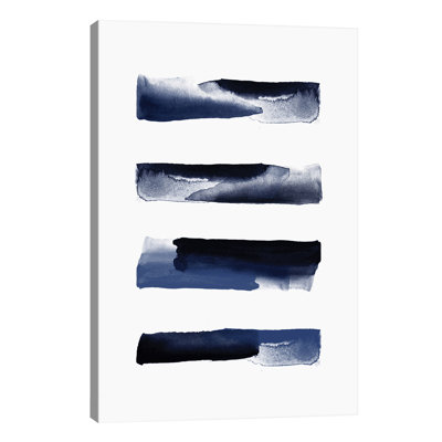 Navy Blue Watercolour Strokes by Urban Epiphany - Wrapped Canvas Print