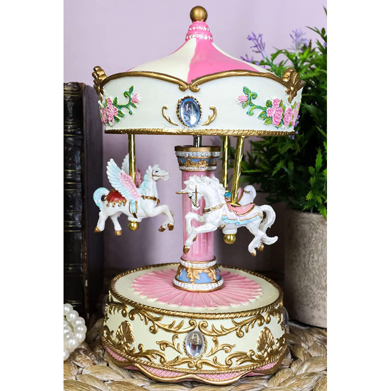 Carrousel Balser rose et blanc avec licornes et pégase