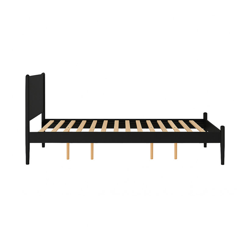 Lit plateforme Mid-Century, Grand, Noir