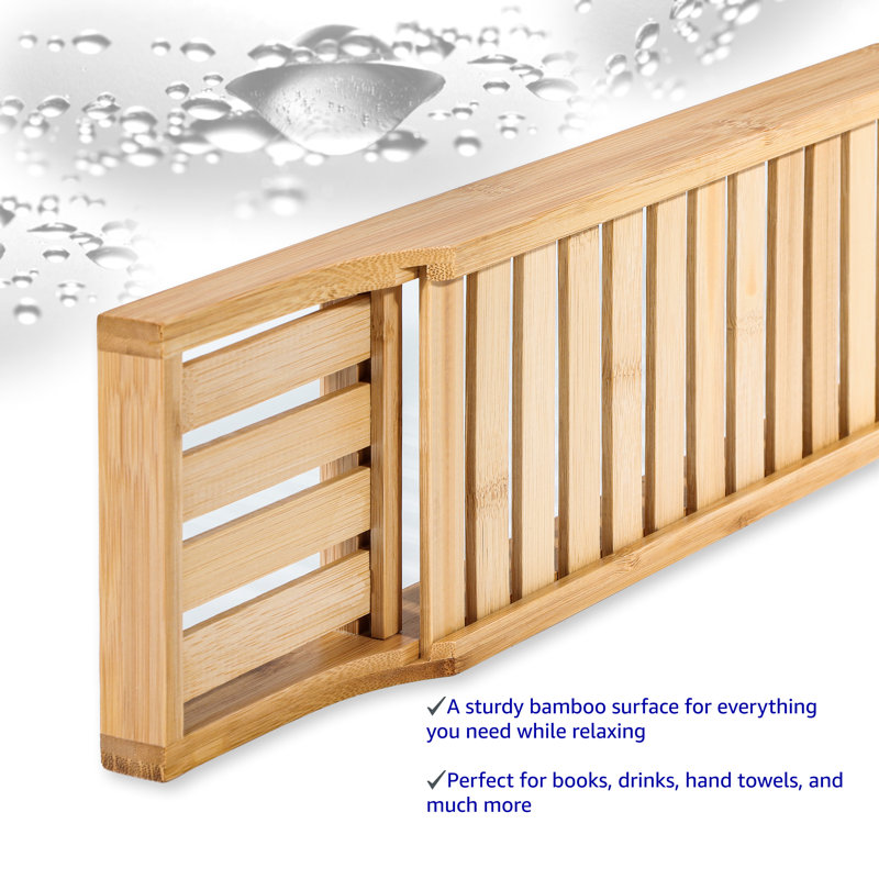 Natural Bamboo Slatted Freestanding Bathtub Tray
