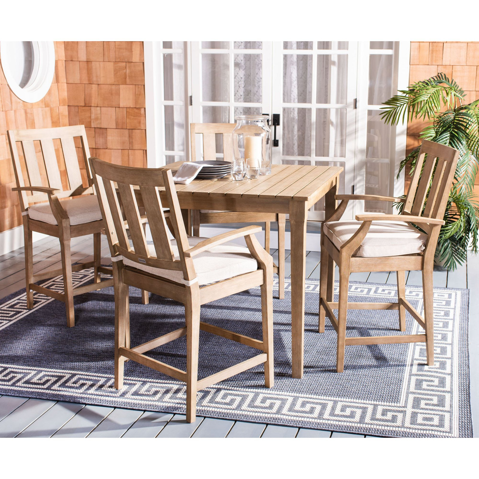 Samya Eucalyptus Patio Bar Stool, White