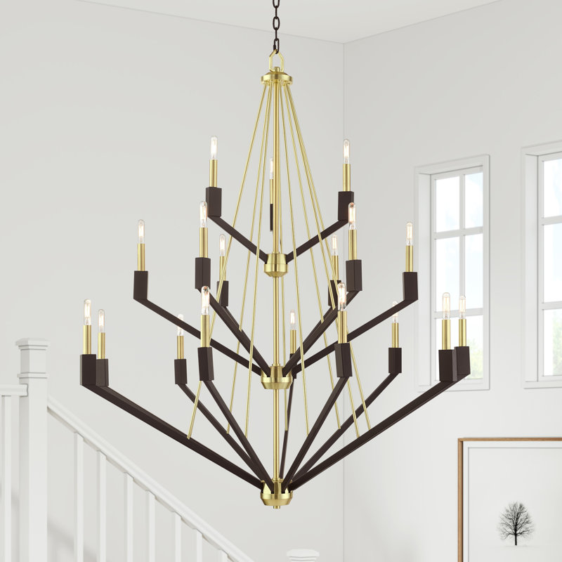Avangaline 18 - Light Dimmable Tiered Chandelier, Satin Brass