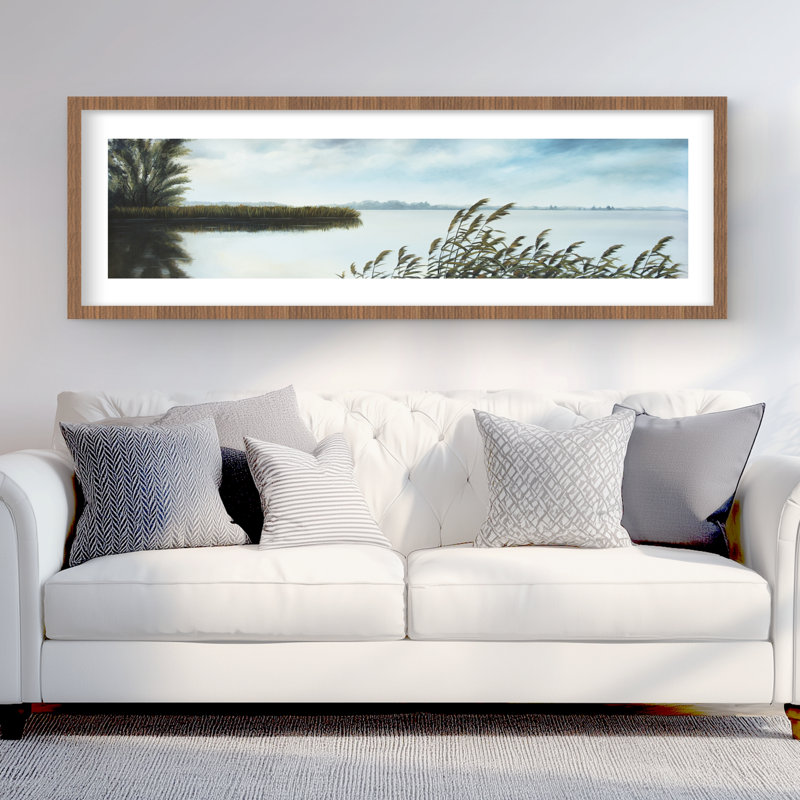 Quiet Lake - reproduction mat contemporaine encadrée pour la décoration intérieure, H 60 po x l 20 po, Brun
