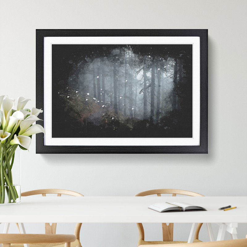 Forest Pathway - Picture Frame Graphic Art, 36cm H x 48cm W x 2cm D, Black