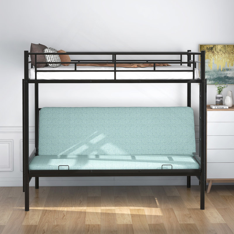 Twin Over Full Metal Bunk Bed, Multi-Function,Black