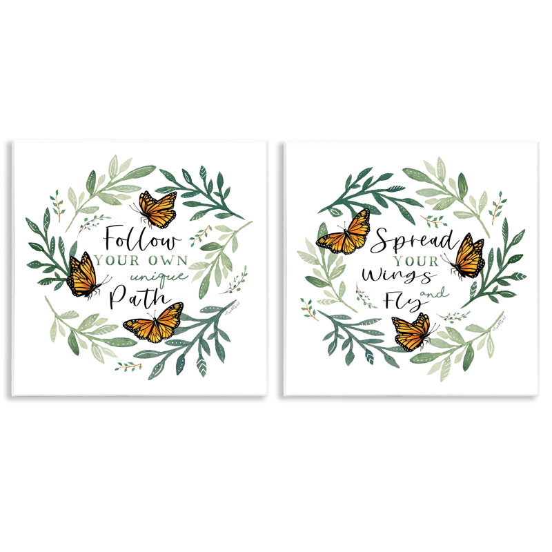 Ensemble de 2 plaques murales Spread Your Wings and Follow Path, conception par Elizabeth Tyndall