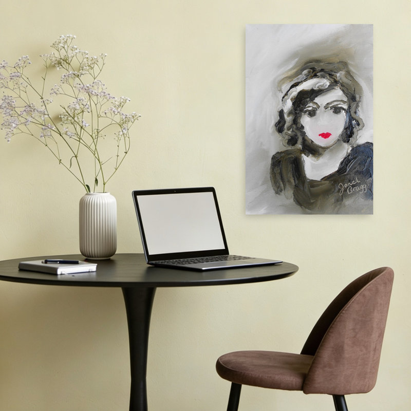 Mysterious Woman Portrait Abstract Modern Wall Art Print, 60.96cm H x 40.64cm W