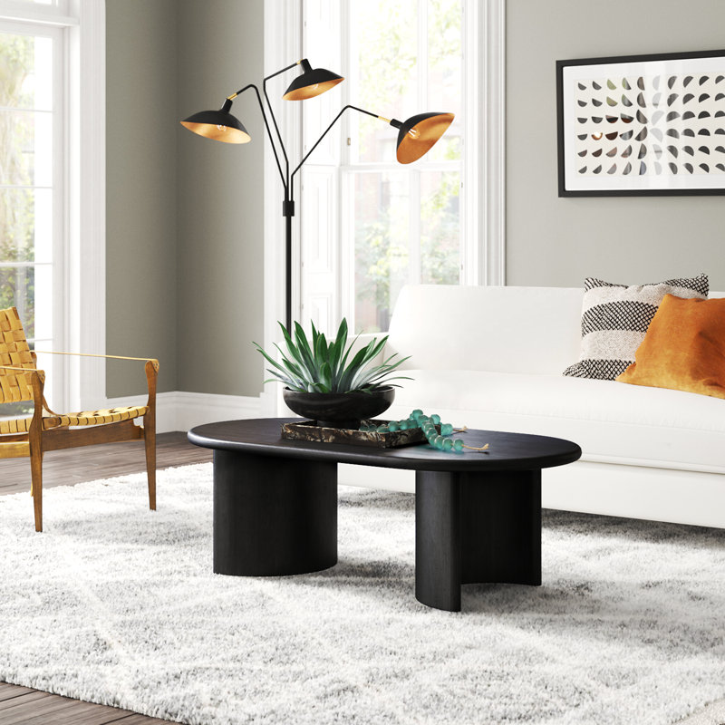 Haiden Single Coffee Table, Aged Black Acacia, 17" H x 27" L x 51" W