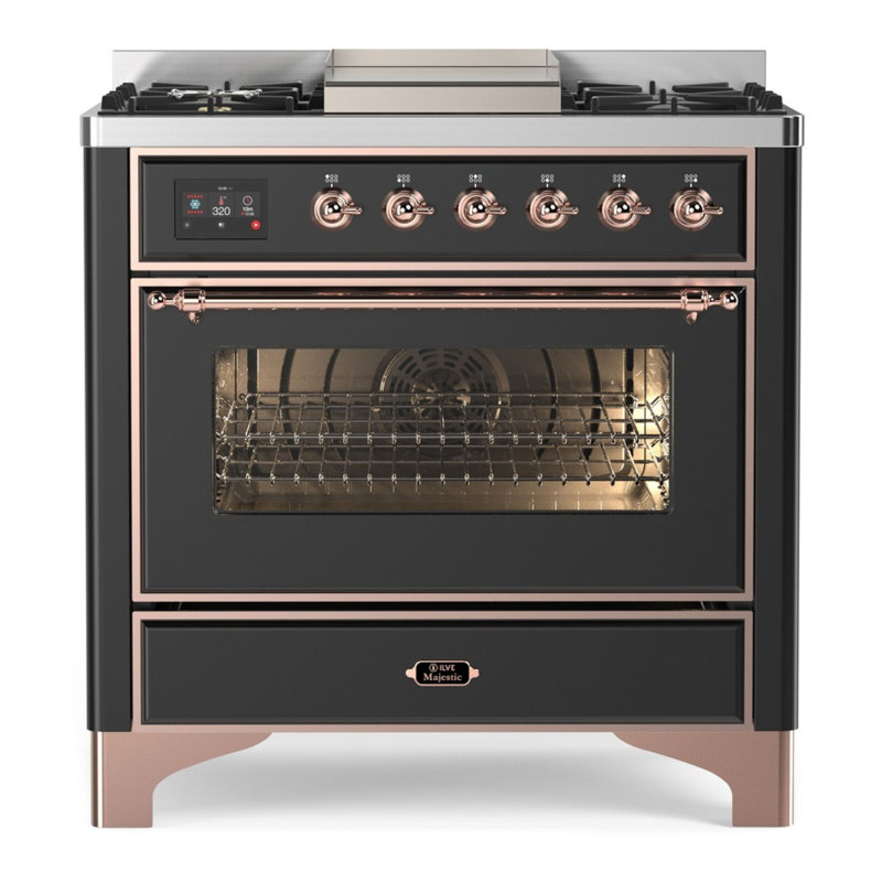 Majestic II Series 36" 3.5 cu ft. Freestanding Dual Fuel Range, Matte Graphite/Copper, Natural Gas
