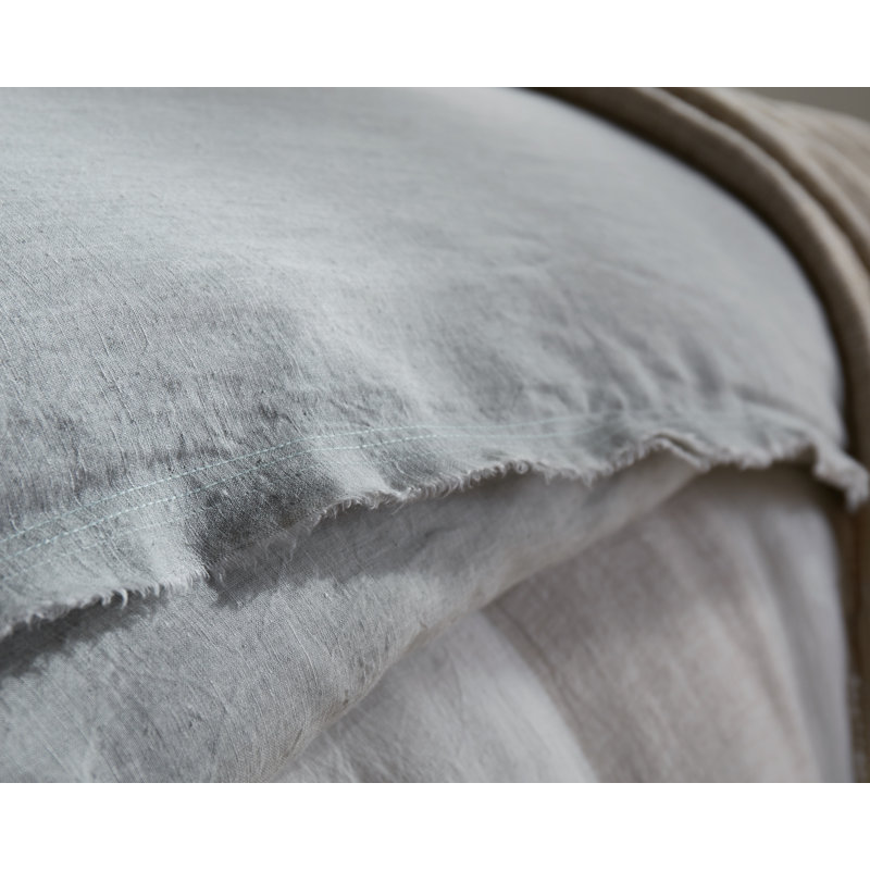 Brisben Linen Duvet Cover Set, Queen Duvet Cover + 2 Standard Shams, Light Gray