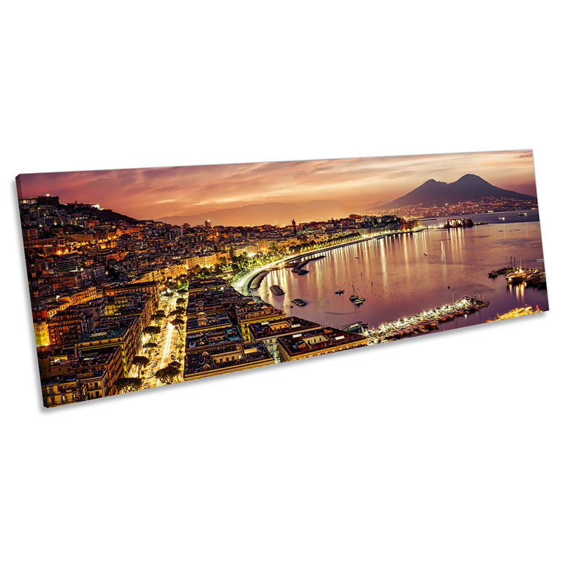 Naples City Skyline Italy 1 Piece Wrapped Canvas Panoramic Wall Art, 40.64cm H x 121.92cm W