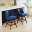 Tabourets de bar pivotants à hauteur de comptoir avec siège de 26 po, conception rembourrée confortable en bleu pour les cuisines et les bars modernes-1545269779