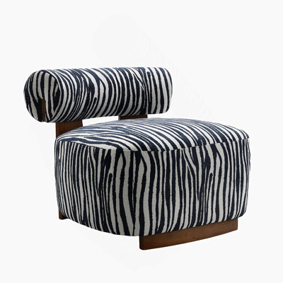 Chaise d'appoint 1Pc de style contemporain avec dossier cylindrique, mousse à haute densité, tissu zébré pour le confort du salon