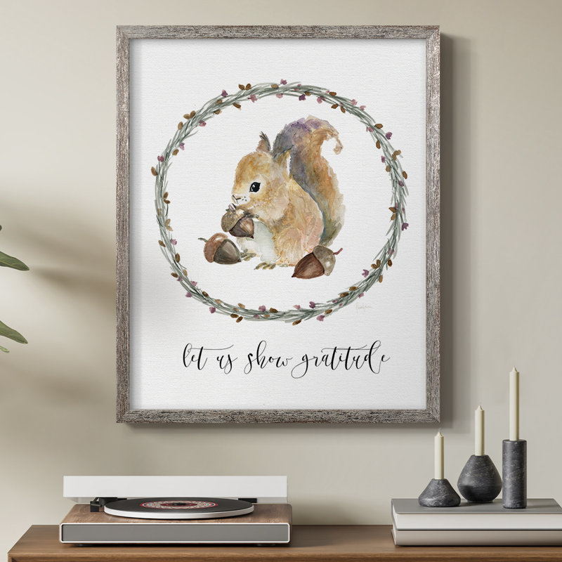 «Harvest Home Squirrel», reproduction encadrée - bois massif, H 30 po x l 24 po
