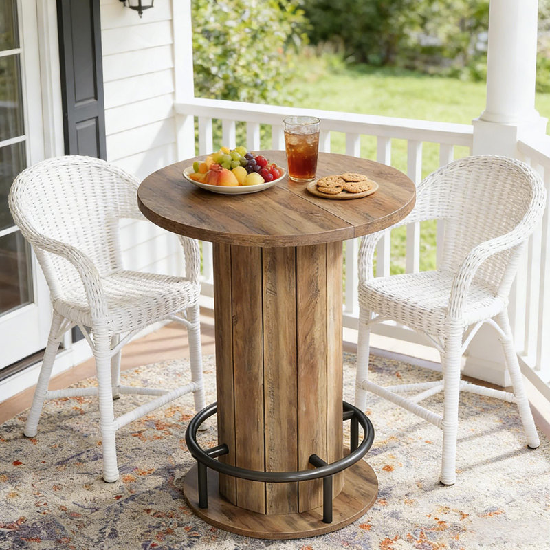 Petite table de réunion, table de bar, table de salle à manger ronde, Rustic Brown