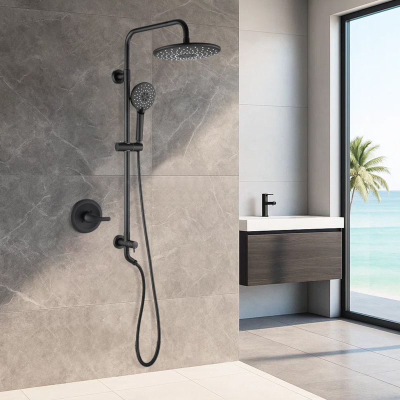 Luxury Matte Black Shower Faucets & Systems With Dual Design For Relaxing Home Use