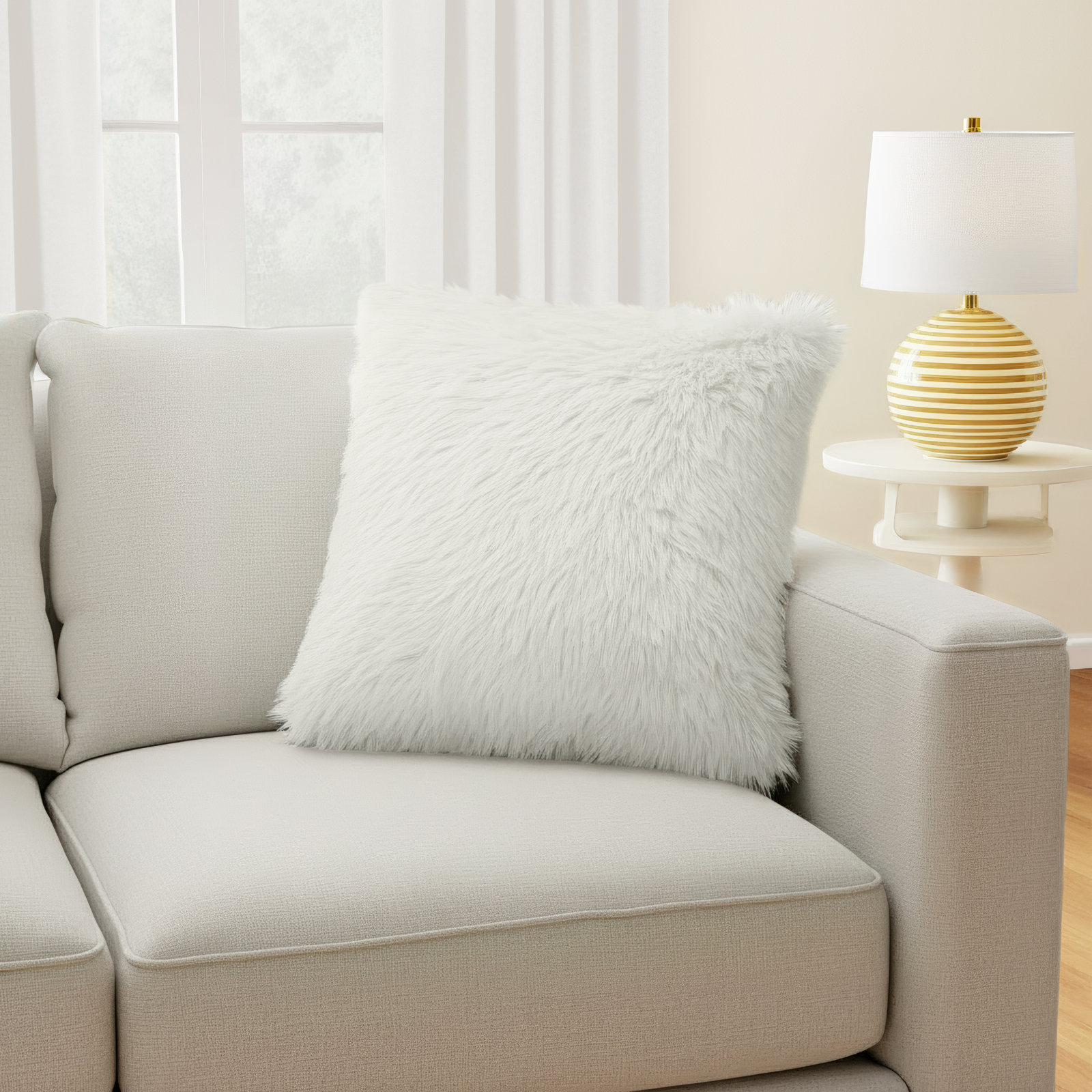 Lecia 20" x 20" Throw Pillow, White