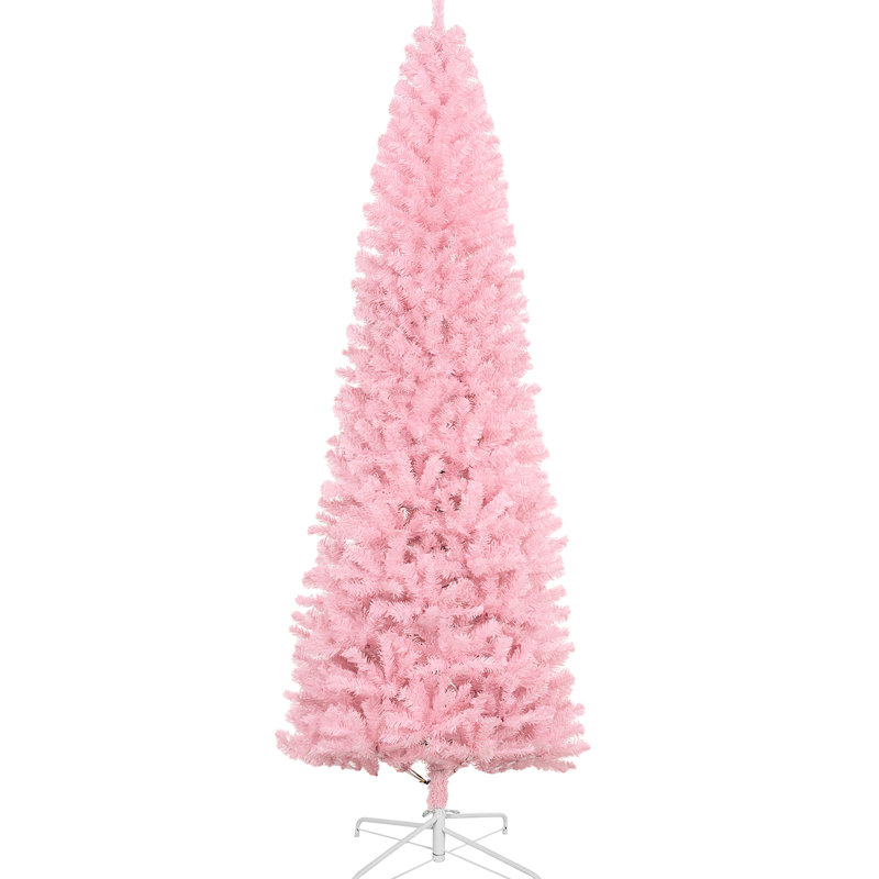 1168 Branch Tip Pink Christmas Tree, 8' Tall, Slim Structure, Stable Base, Effortless Assembly Figure, Quick