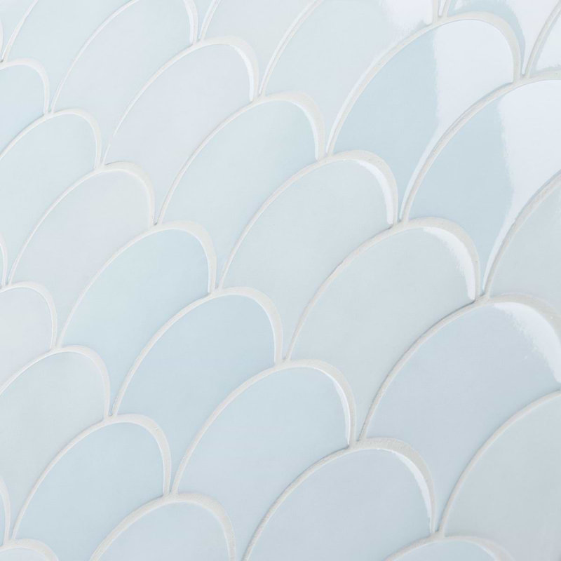Highwater 5" Fish Scale Polished Ceramic Tile, Maya