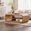 Table basse moderne en bois clair incurvé moderne avec cadre ouvert et rangement ouvert pour les salons contemporains