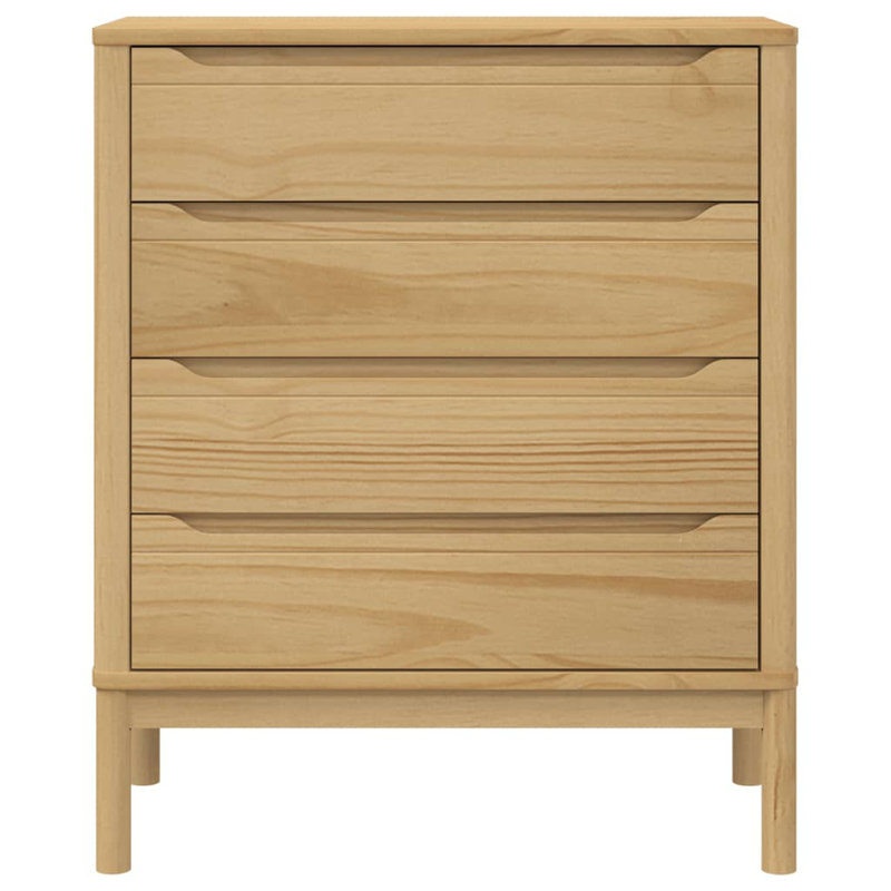 Commode en bois de pin massif FLORO Latitude Run®, Brun cire