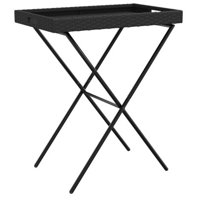  Folding Tray Table 25.6"X15.7"X29.5" Poly Rattan