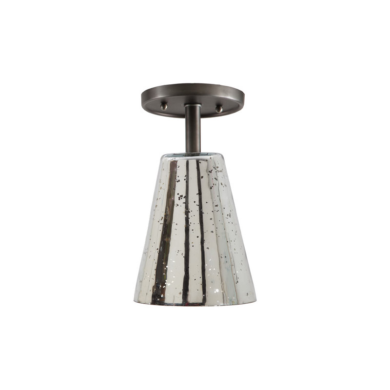 Baptiste Glass Semi Flush Mount, Gun Metal, 12" H x 7.5" W