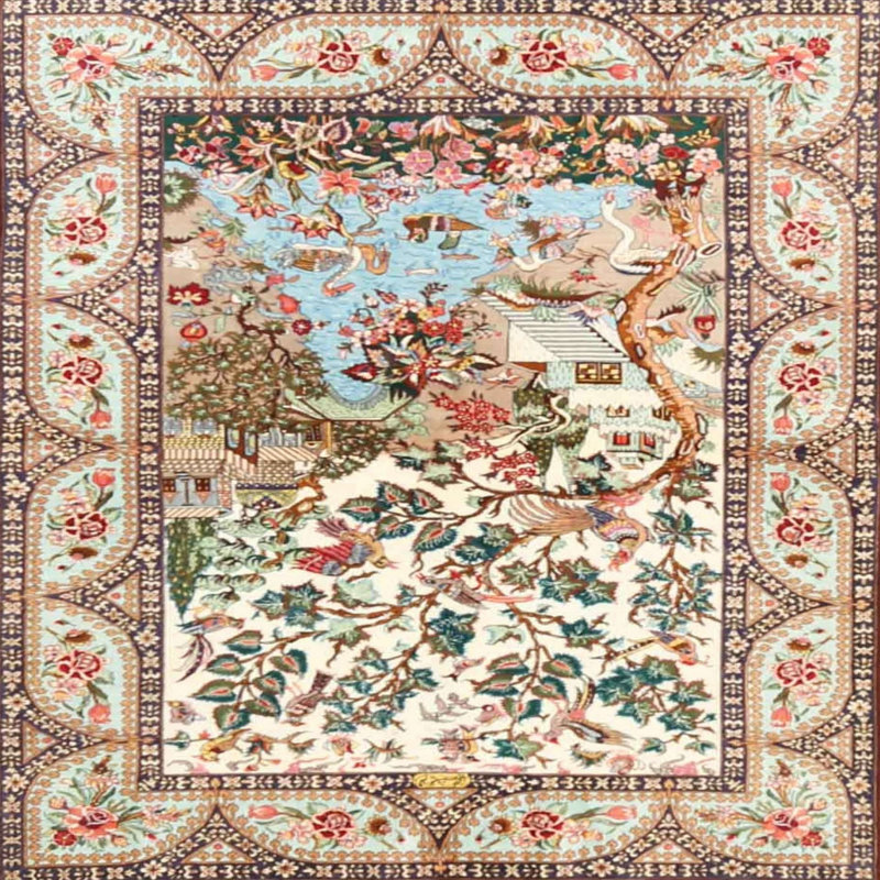 Floral Indoor Rug, Round 5'