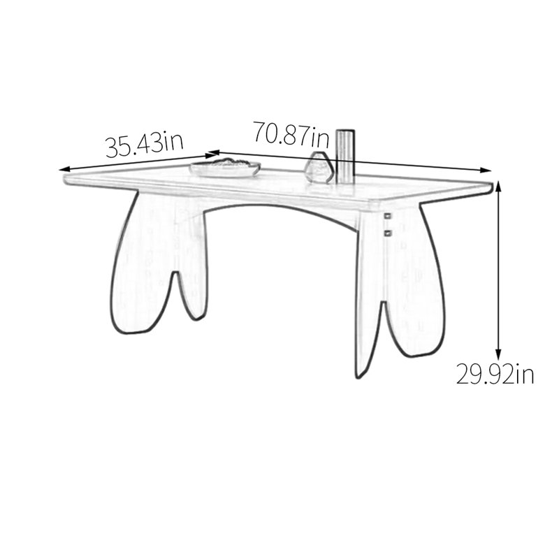 Table de salle à manger unique et élégante en pierre frittée, H 29,92 po x L 70,87 po x l 35,43 po