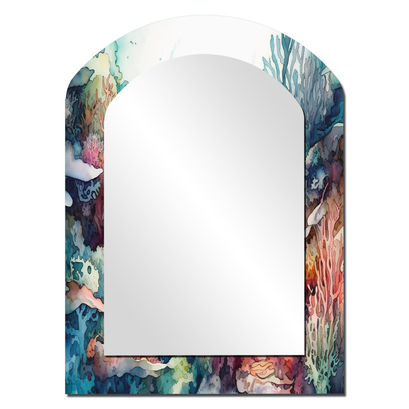 Vibrant Coral Reef III - Miroir décoratif sur arche Paysages, 34 po x 25 po