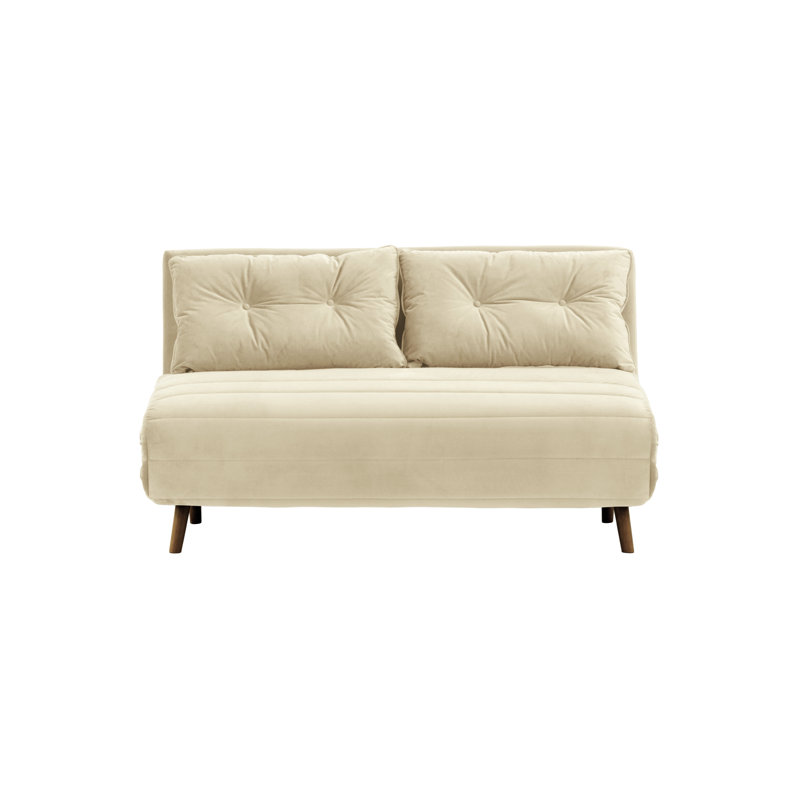 Varujhan 2 Seater Sofa Bed, Beige  , Dark Oak,  78cm H X 142cm W X 90cm D