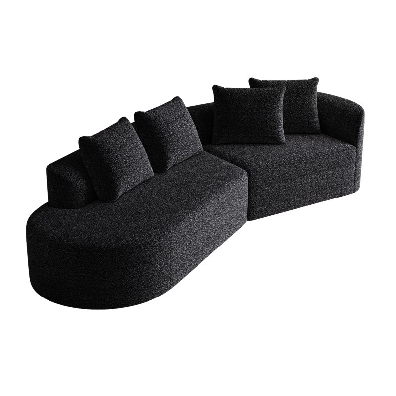 Chumenti Boneless Modern Oversized Sectional Sofa, Left Hand Facing, Black Chenille