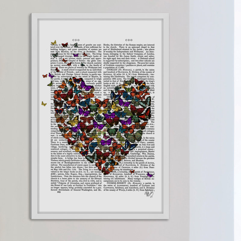 «Butterfly Heart» par Marmont Hill - reproduction d'art sur papier, H 45 po x l 30 po x P 1,5 po