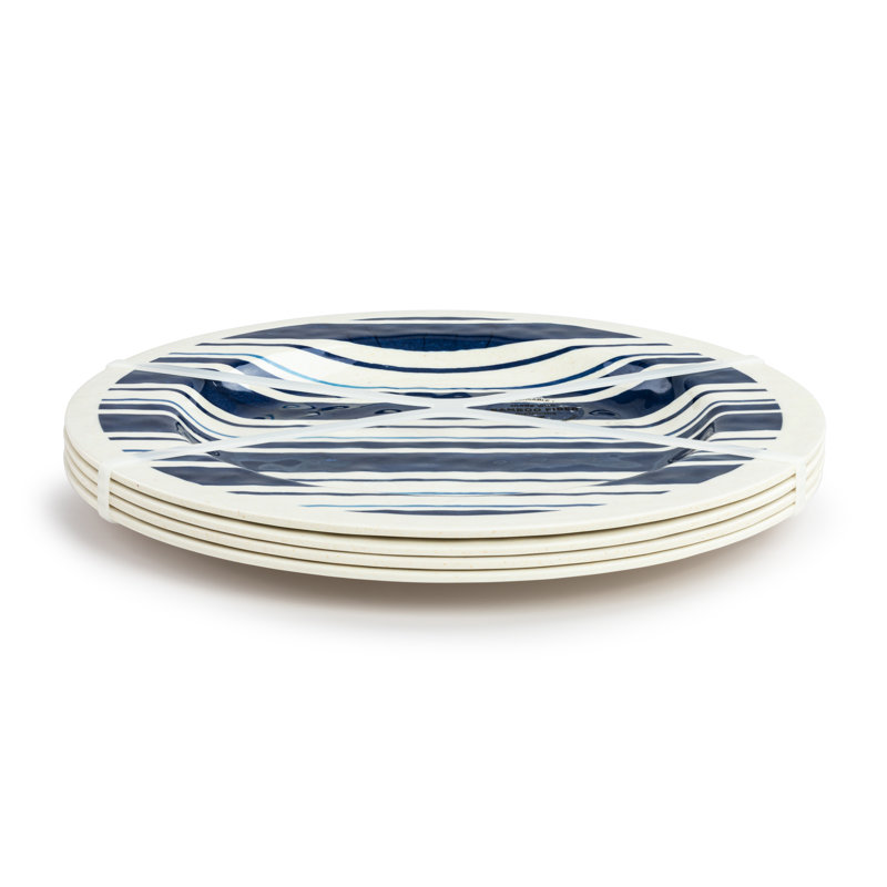 Indigo Blue and White Melamine Dinner Plate, 11-Inch