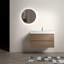 Meuble-lavabo mural noyer brun avec lavabo, grand meuble-lavabo flottant mural pour salle de bain moderne, lavabo une pièce sans drain et robinet, pré-assemblé-130544400-130544398