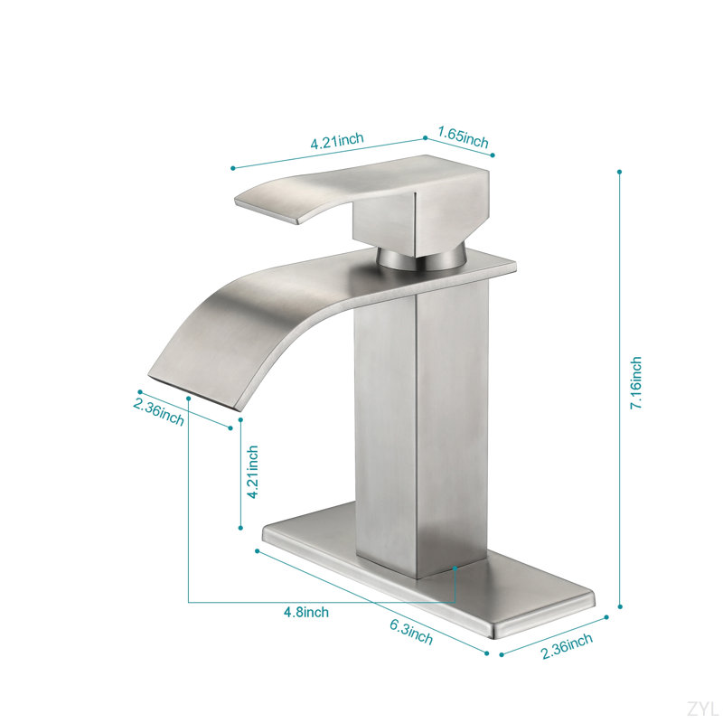 Waterfall Spout Single Handle Bathroom Sink Faucet