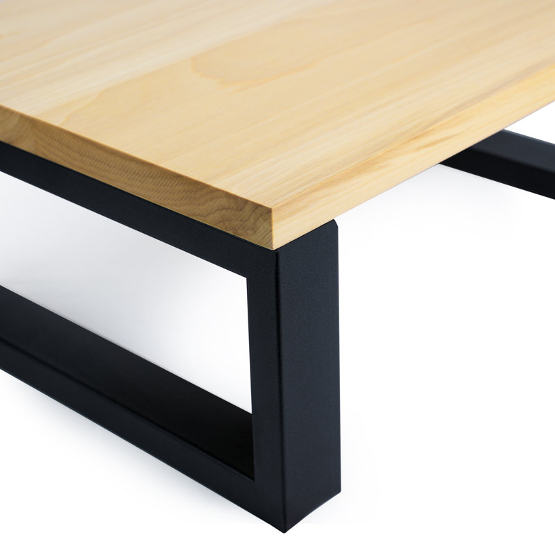Escabeau en bois massif Gurmann, Beige / noir