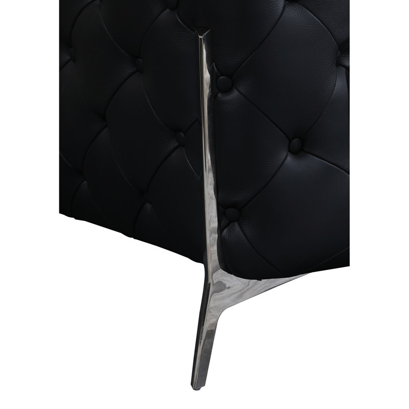 Causeuse en cuir 100% italien Global United, Noir
