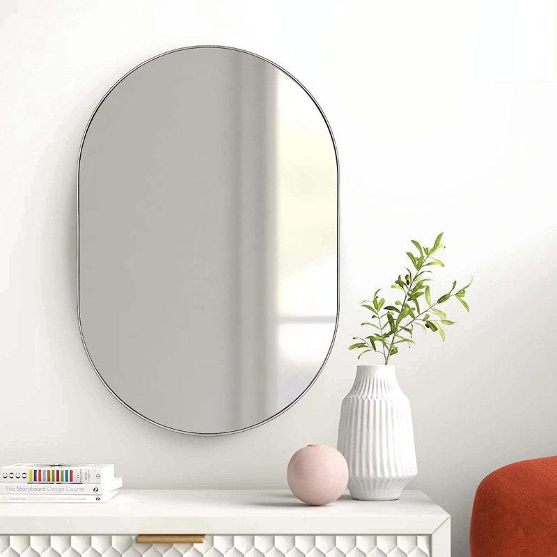 Rauch Aluminum Mirror, Silver, 28" x 20", Oval