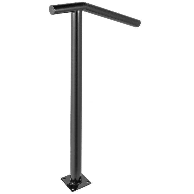Garde-corps simple à 1 ou 2 rampes en acier noir Capacité de 441 lb de vernis de cuisson Escaliers élégants pour les marches extérieures avec boulons d'expansion et mèche