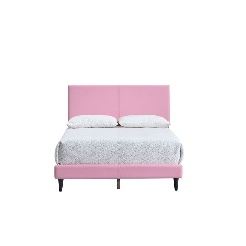 Baron G00706-FB-Full Size Platform Bed , PINK  Faux Leather, Full, Pink