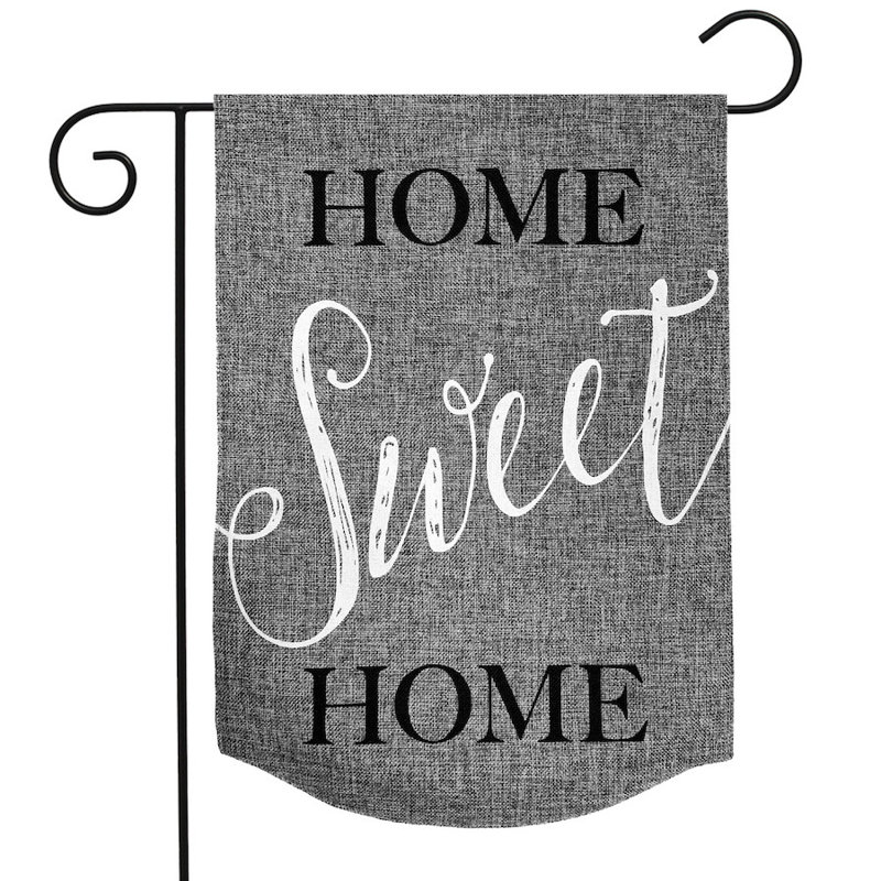 Drapeau de jardin en toile de jute Home Sweet Home