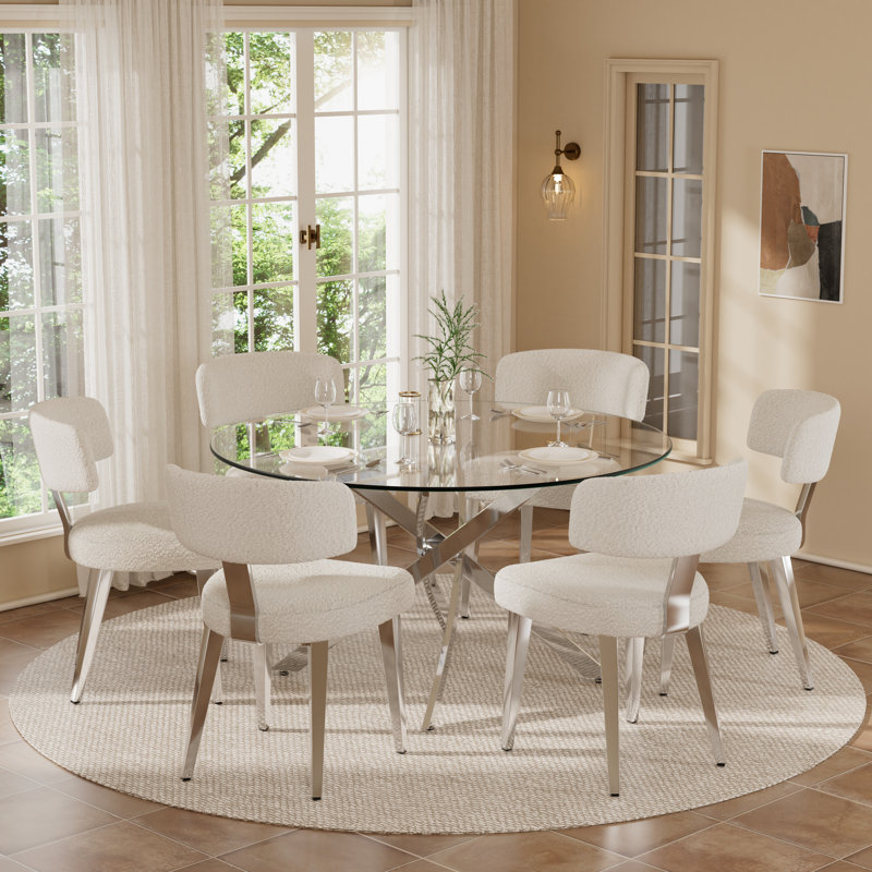 Ensemble de salle à manger à piédestal, Blanc, H 29,5 po x L 47,2 po x l 47,2 po, 7