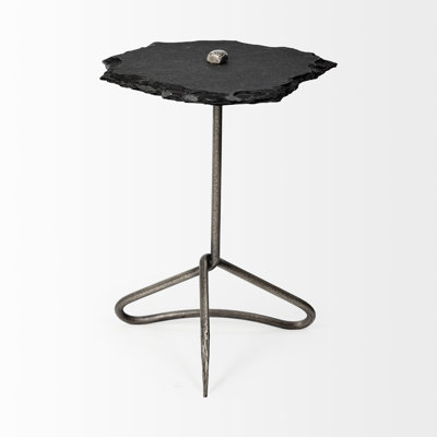Goncalvo 23'' H Free-Form Marble Top End Table with Iron Base