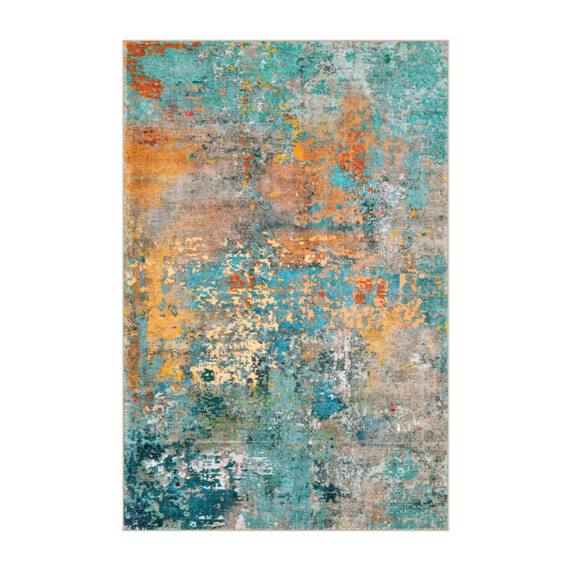 Kayo Modern Abstract Washable Area Rugs for Bedroom Soft Large Accent Carpet for Living Room Home Decor, Rectangle 6' x 9'