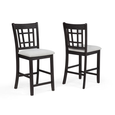 Chaises de pub rembourrées à hauteur de comptoir 2 pièces et meubles de salle à manger en bois massif et gris anthracite