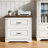 Velvet Platform Bed Frame with Wooden Slats and Rustic  Nightstand Set with Two Drawers-2101532068-2101532069