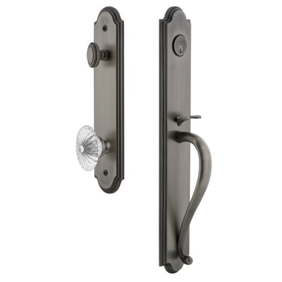 Arc One-Piece Handleset with Single Cylinder Deadbolt and S Grip with Burgundy Knob